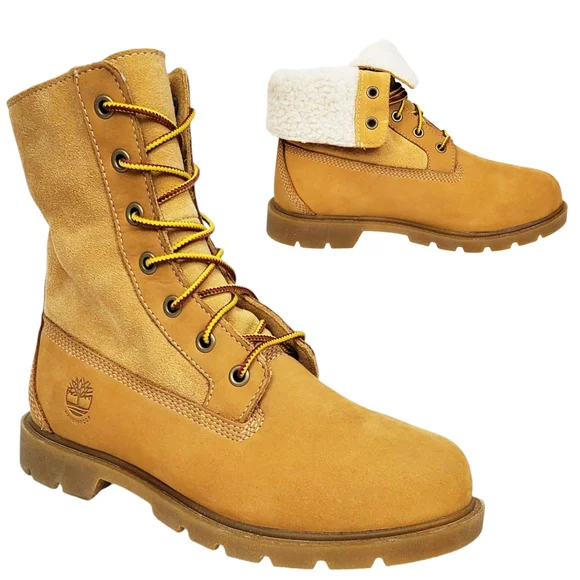 New Timberland linden woods waterproof fold down boots women 6 wheat nubuck faux - Picture 8 of 16